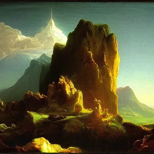 Prompt: - g the home of the gods in the sky, by painter thomas cole