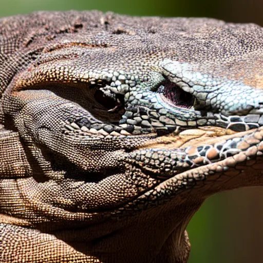 Image similar to hawk and Komodo dragon hybrid animal, highly detailed photography, picture taken at zoo