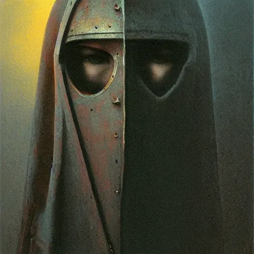 Image similar to portrait of knight girl by Beksinski