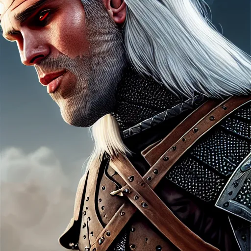 Image similar to Geralt of Rivia as GigaChad, GigaChad, 4k digital art, award-winning, masterpiece, cgsociety, artstation, hyperdetailed-n 9