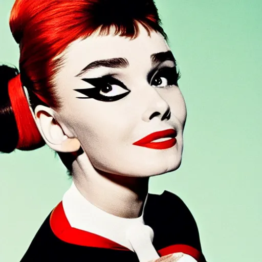 Prompt: Audrey Hepburn as Harley Quinn