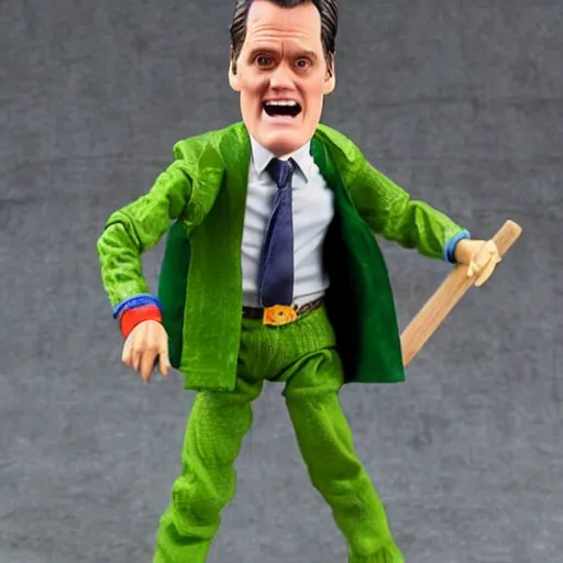 Prompt: Jim Carrey's action figure, wearing costumes