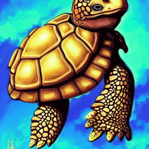 Image similar to a cute turtle portrait , chalk digital art, fantasy, magic, trending on artstation, ultra detailed, professional illustration by Basil Gogos