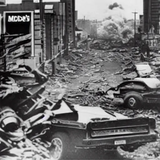 Image similar to mcdonalds gets nuked, historical photograph