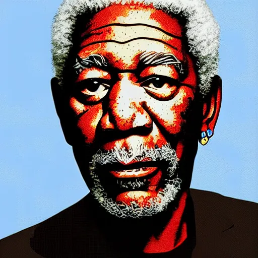 Image similar to 8 bit portrait of morgan freeman