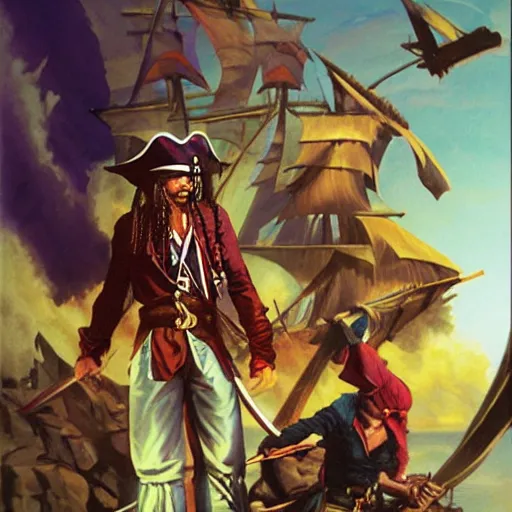 Prompt: pirate rpg concept art painted by Alex Ross