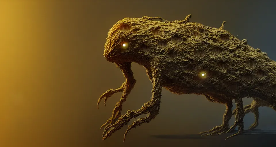 Image similar to hive mind creature made of dust, intricate, highly detailed, digital painting, lightbright, artstation, concept art, sharp focus