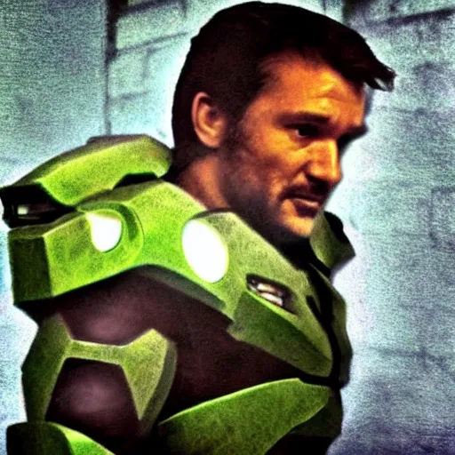 Image similar to “scene depicting Master Chief from Halo being told he is not the father by Maury. Photo in the style of Maury.”