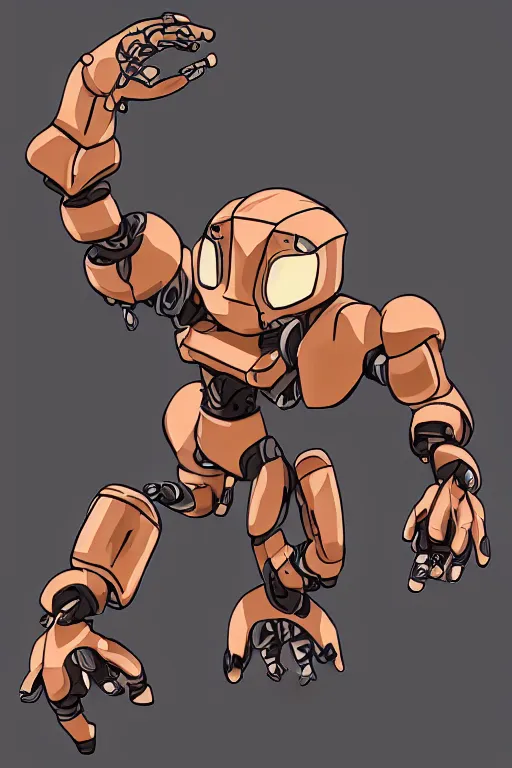 Prompt: a humanoid pangolin robot with big mechanical fists, inafune design, official mmx concept