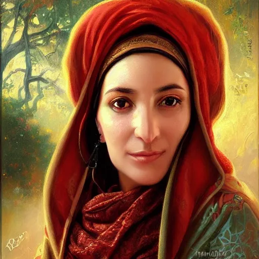 Image similar to portrait of a turkish woman ( 3 5 ) from turkey in 2 0 2 1, an oil painting by ross tran and thomas kincade