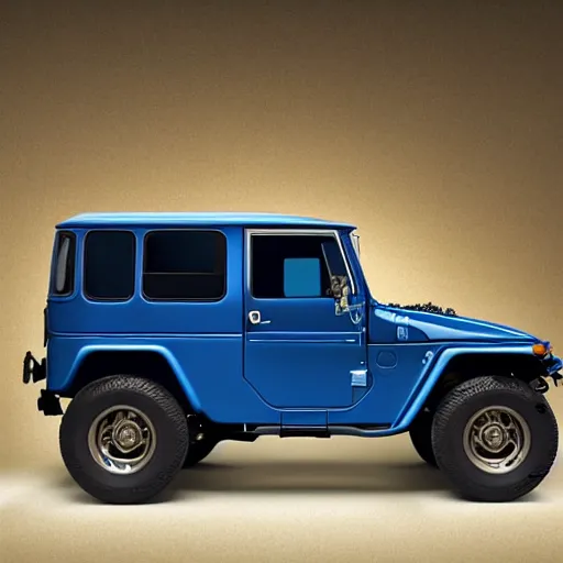 Image similar to a blueprint by Leonardo da Vinci of a Toyota Fj43 build in 1981, black roof, with a roof rack, detailed, in the style of Leonardo da Vinci, 8K, octane render, 8K,