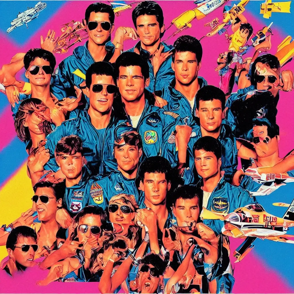 Image similar to 80s album cover, top gun, rocky, ET, goonies, retrowave, synthwave