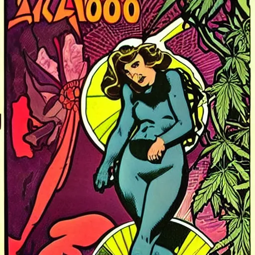 Prompt: cannabis is great, australia, comic book art by steve ditko and jack kirby and ( alphonse mucha )