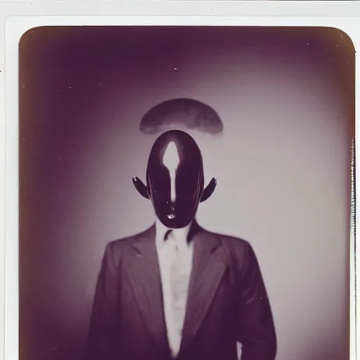 Prompt: polaroid photograph of portrait horrorific alien, 1 9 5 0