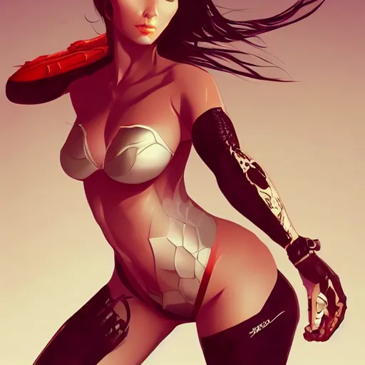 Image similar to viper valorant, character art, illustration, elegant, 2d, ultra highly detailed, digital painting, smooth, sharp focus, artstation, pixiv, art by Ilya Kuvshinov