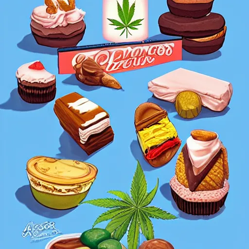 Image similar to cannabis club delicious desserts concept art by artgerm