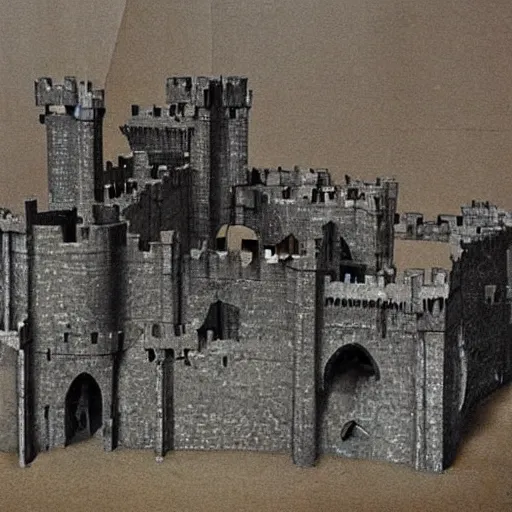 Prompt: a medieval castle made out of bone