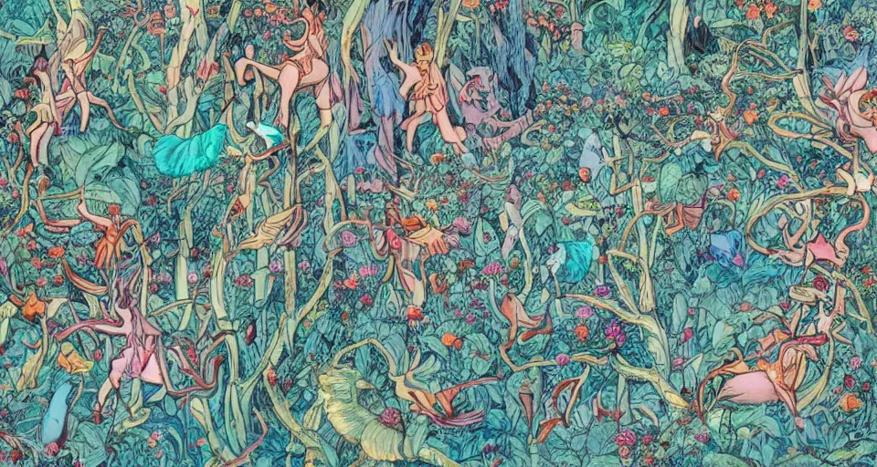 Image similar to Enchanted and magic forest, by james jean,