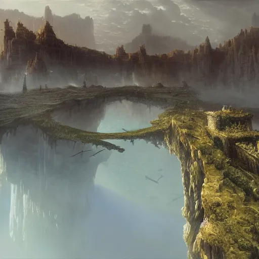 Prompt: a beautiful hyper realistic detailed matte painting of a place might looks like creativity by john howe, greg rutkowski, aerial view, unreal engine, barometric projection, rectilinear, octane render, well - rendered.