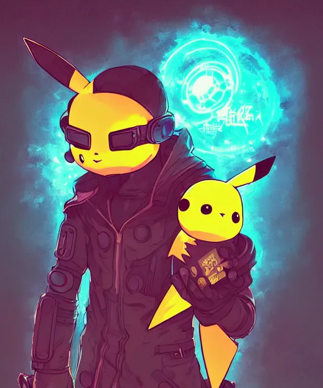 Image similar to a portrait of a cyberpunk pikachu holding a riceball, cyberpunk!, fantasy, elegant, digital painting, artstation, concept art, matte, sharp focus, illustration, art by josan gonzalez