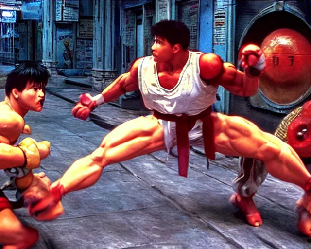 Prompt: a still of a photo real life Ken's stage in the movie Street Fighter: The Movie (1994), HDR, high quality, 8k, highly detailed and intricate,