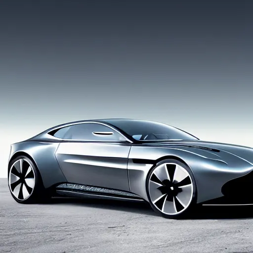 Prompt: a distant photo of a futuristic aston martin concept spaceship with clean lines, gunmetal grey paint. flying through a supernova at extreme speeds