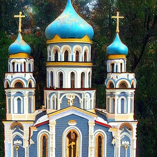 Prompt: tiny home that looks exactly like a scaled - down st volodymyr's cathedral.