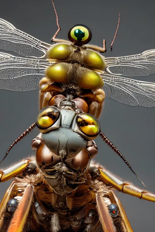 Image similar to a macro photograph of a bio - mech cyborg dragonfly by adam gor, by javier ruperez, by ellen jewett, 8 k