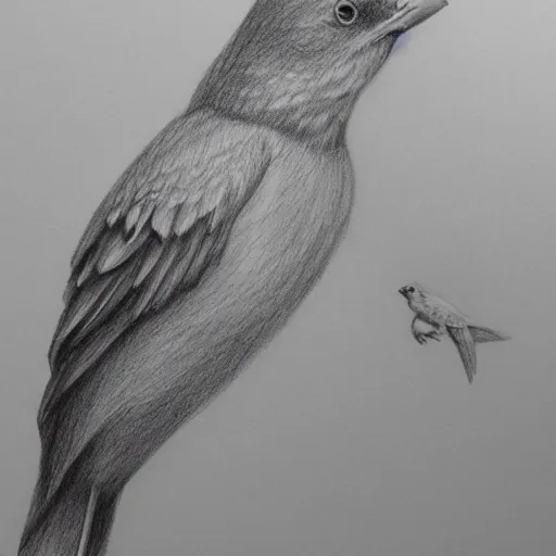Image similar to a high quality pencil drawing of a bird by natalia rojas, wingspan, high quality, artstation, 4 k