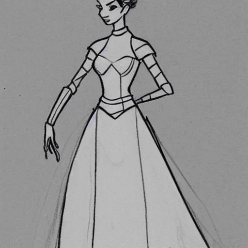 Image similar to milt kahl sketch of victoria justice as princess padme from star wars episode 3