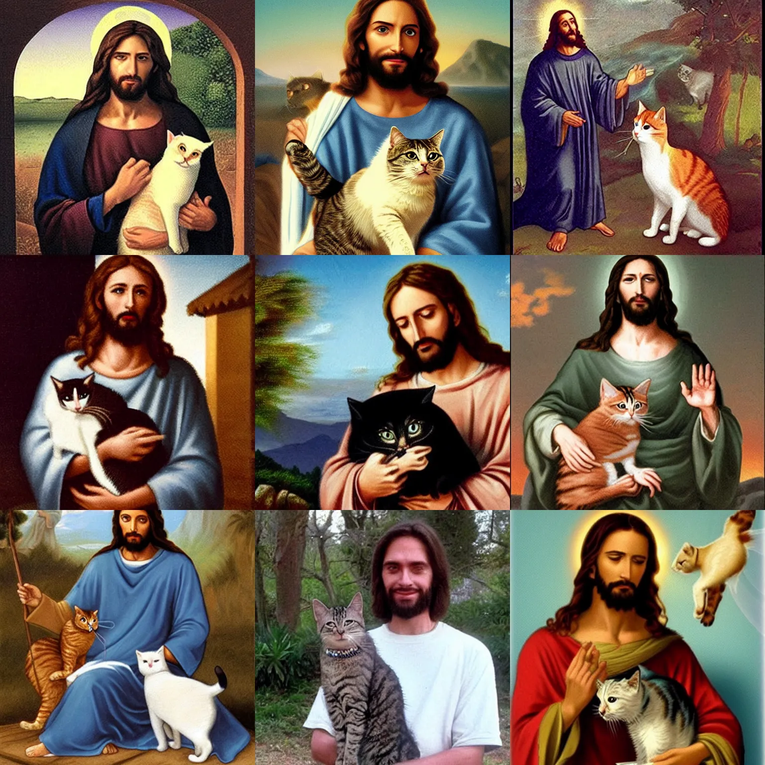 Prompt: jesus with his cat