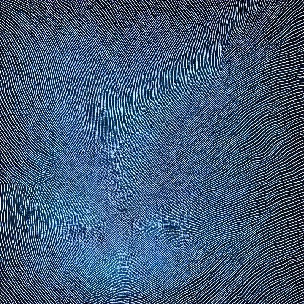 Image similar to black hole inside a circle space ship, glowing tiny blue lines