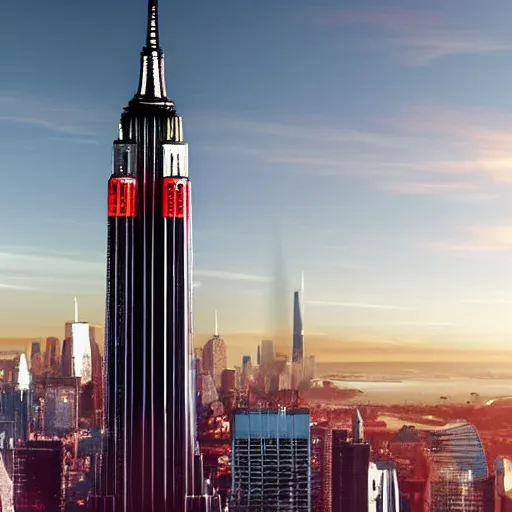 Prompt: a spaceship in the shape of empire state