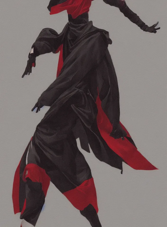 Image similar to sfumato renaissance oil painting of a ninja shaman, modern minimal isei miyake outfit, in the style of syd mead, jeremy cowart, concept art