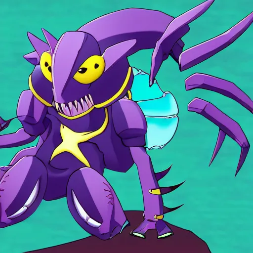 Image similar to a new digimon based on a scorpion, in the style of digimon, 4k, high quality