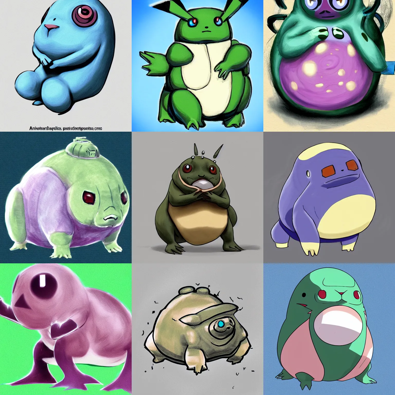 Prompt: a pokemon that looks like a tardigrade, concept art