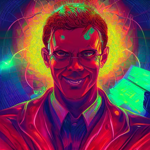 Prompt: satan inside matrix deepdream radiating a glowing aura stuff loot legends stylized digital illustration video game icon artstation lois van baarle, ilya kuvshinov, rossdraws,