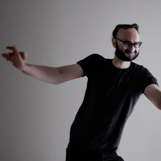 Image similar to photograph of youtuber michael stevens dancing