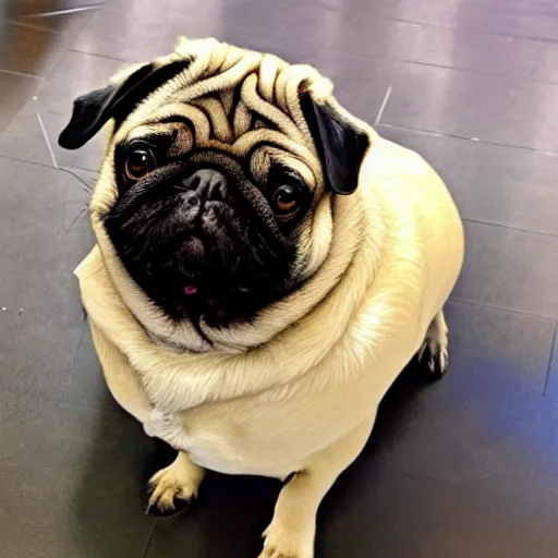 Image similar to the world's most ugliest pug, extreme amount of folds, mangled teeth