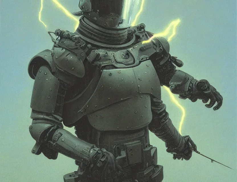 Image similar to a detailed portrait painting of a bounty hunter in combat armour and visor. cinematic sci-fi poster. Flight suit and wires, accurate anatomy. Samurai influence, knight influence. fencing armour. portrait symmetrical and science fiction theme with lightning, aurora lighting. clouds and stars. Futurism by moebius beksinski carl spitzweg moebius and tuomas korpi. baroque elements. baroque element. intricate artwork by caravaggio. Oil painting. Trending on artstation. 8k