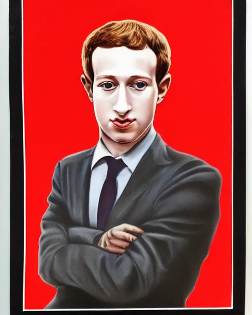 Prompt: a portrait of a 1 9 8 0 s kgb agent looking like mark zuckerberg