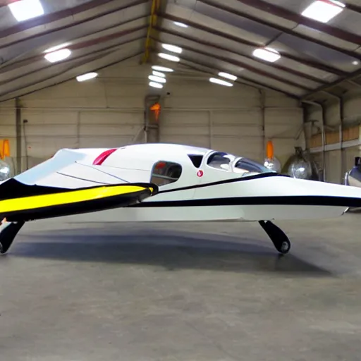 Prompt: vans rv - 8 light aircaft with a wasp paint scheme