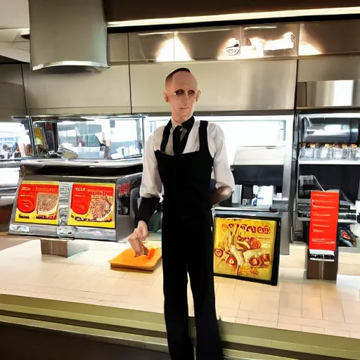 Image similar to count orlok working at maccas