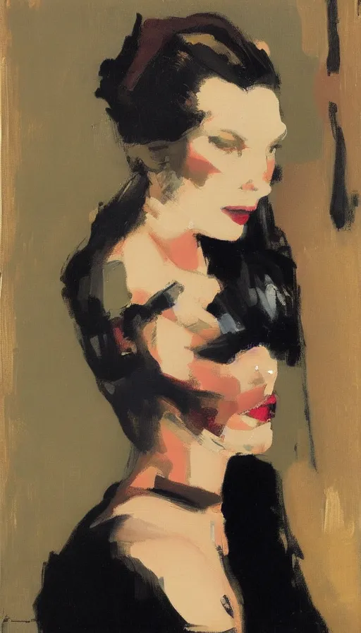 Prompt: a beautiful woman, portrait, by malcolm t. liepke