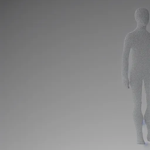 Prompt: specs of dust floating in the outline of a human figure who is no longer there, sun beam, concept art, 8K, UE5