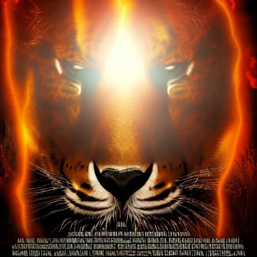 Image similar to a movie poster for a horror movie about Tony the Tiger, cinematic, dramatic lighting