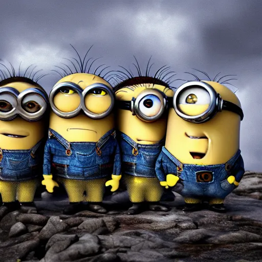 Image similar to The minions in The Vikings Digital art very detailed 4K quality Super Realistic