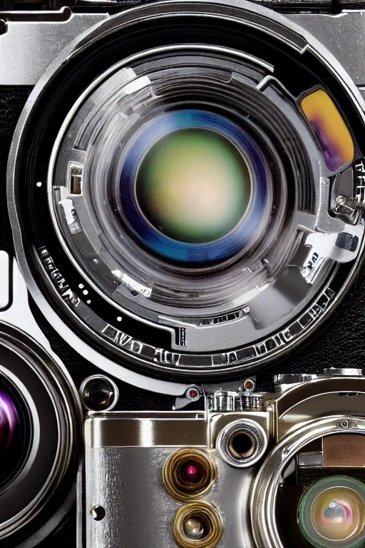 Prompt: A photo of an opened camera, vintage, internals revealed, the most complex looking machine ever made photo taken by someone who doesn't know how to use a camera by Annie Lebovitz and Steve McCurry Ultra detailed, hyper realistic, 4k