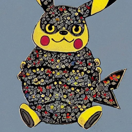 Prompt: pikachu in the style of louis wain