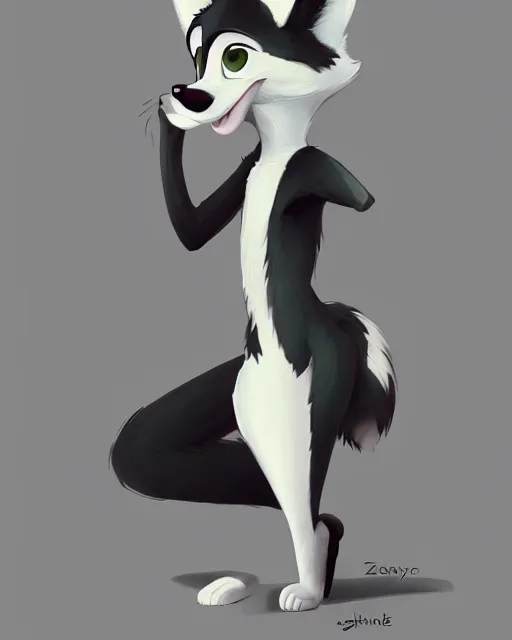 Prompt: digital painting full body of anthromorphic furry female wolf, in style of zootopia, female fursona, furry, furaffinity, 4 k, artstation furry, deviantart, furry art, fursona art, wearing black business suit, wearing black business suit, wolf fursona, female, very expressive detailed feminine face,